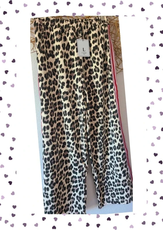 Pantalón oversize de leopardo – Tiras rojas – 100% algodón cómodo – photo 7